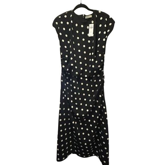 ABERCROMBIE & FITCH Cowl Drape Maxi Dress Black Polka Dot Sz L NWT $110 {DD47} - Picture 4 of 5